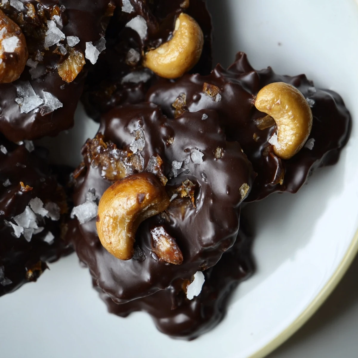 Heaping spoonfuls of dark chocolate coconut cashew clusters studded with golden toasted coconut