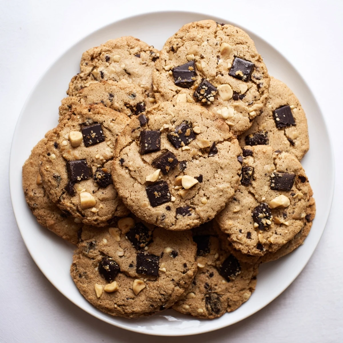 Chewy gluten-free espresso chocolate macadamia cookies fresh from the oven with melted chips and crunchy macadamias