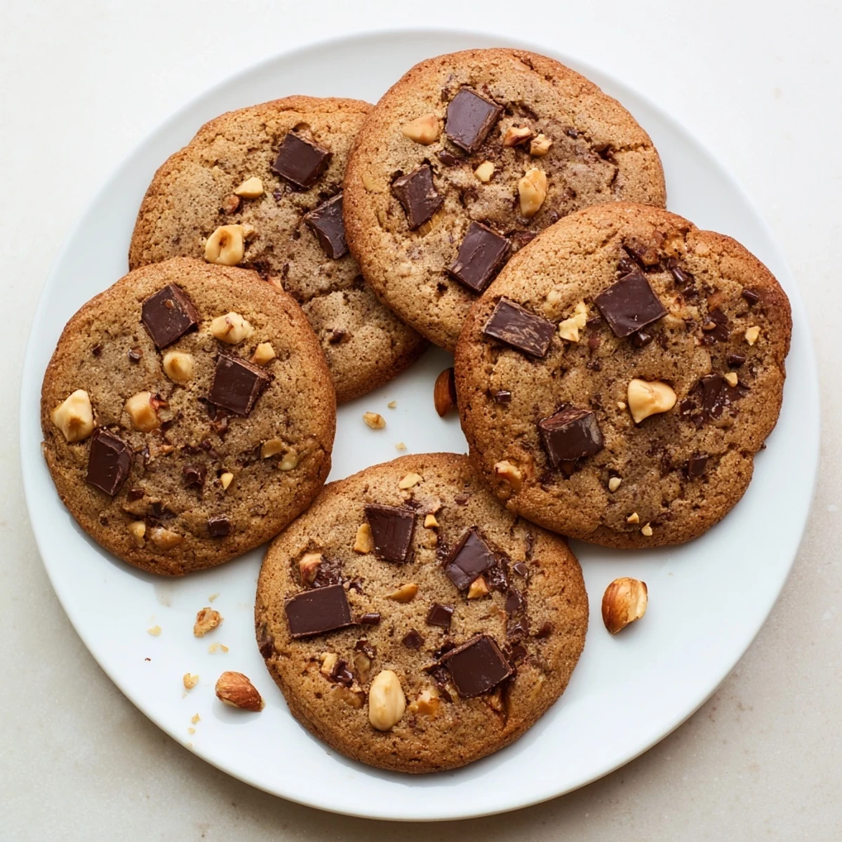 Stack of homemade gluten-free espresso chocolate macadamia cookies showing rich coffee flavor and buttery texture