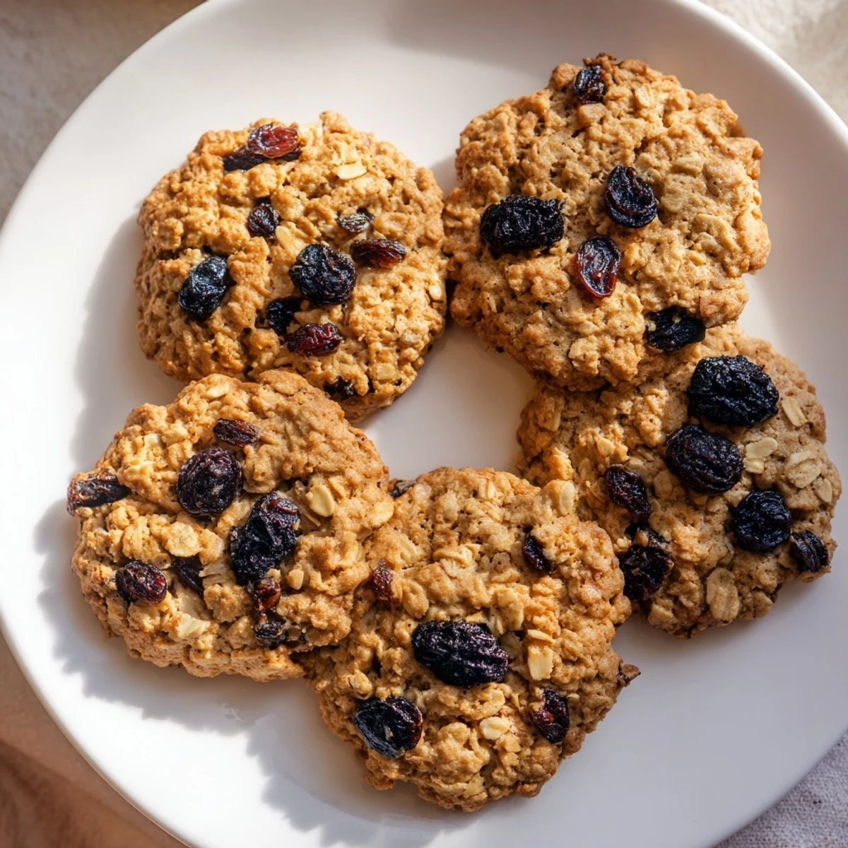 Soft chewy vegan cookies loaded with dried blueberries blackberries raisins and creamy oatmeal texture