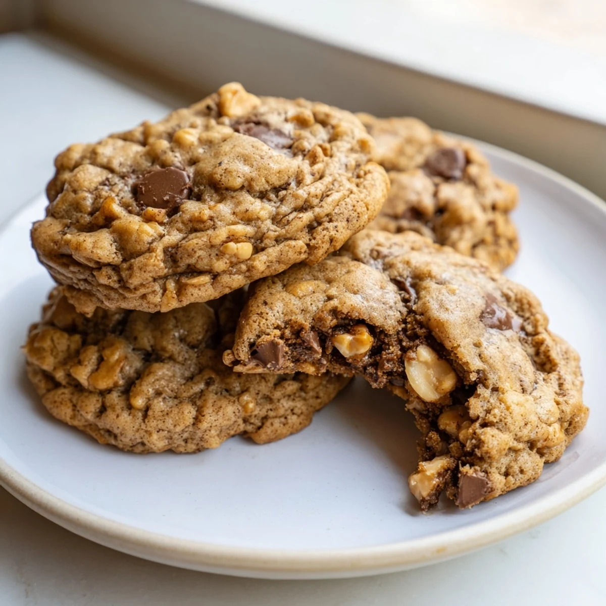 Chewy gluten-free espresso chocolate hazelnut butter crunch cookies studded with melty chocolate chips