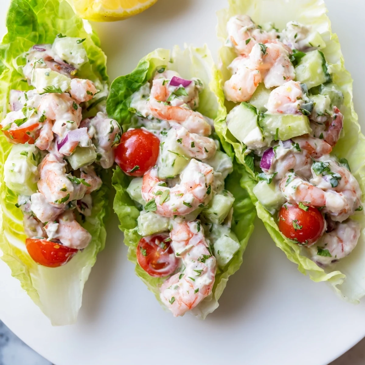 Cottage Cheese Shrimp Lettuce Cups