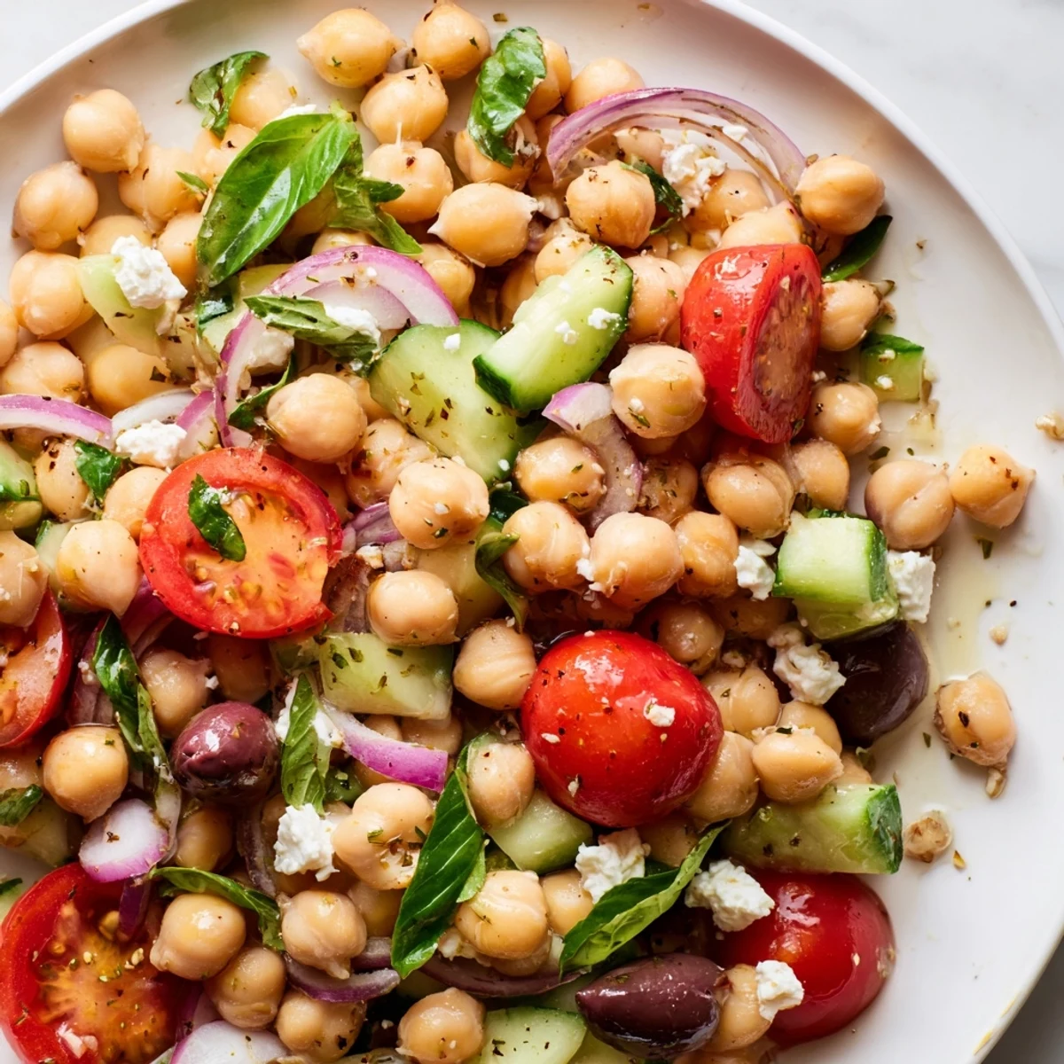 Mediterranean Chickpea Tomato Cucumber Basil
