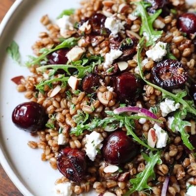 Roasted Cherry Thyme Farro Salad
