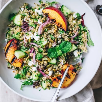 Grilled Nectarine Chili Quinoa Salad